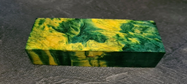 Stabilized curly birch green-yellow limited edition (6GGB)